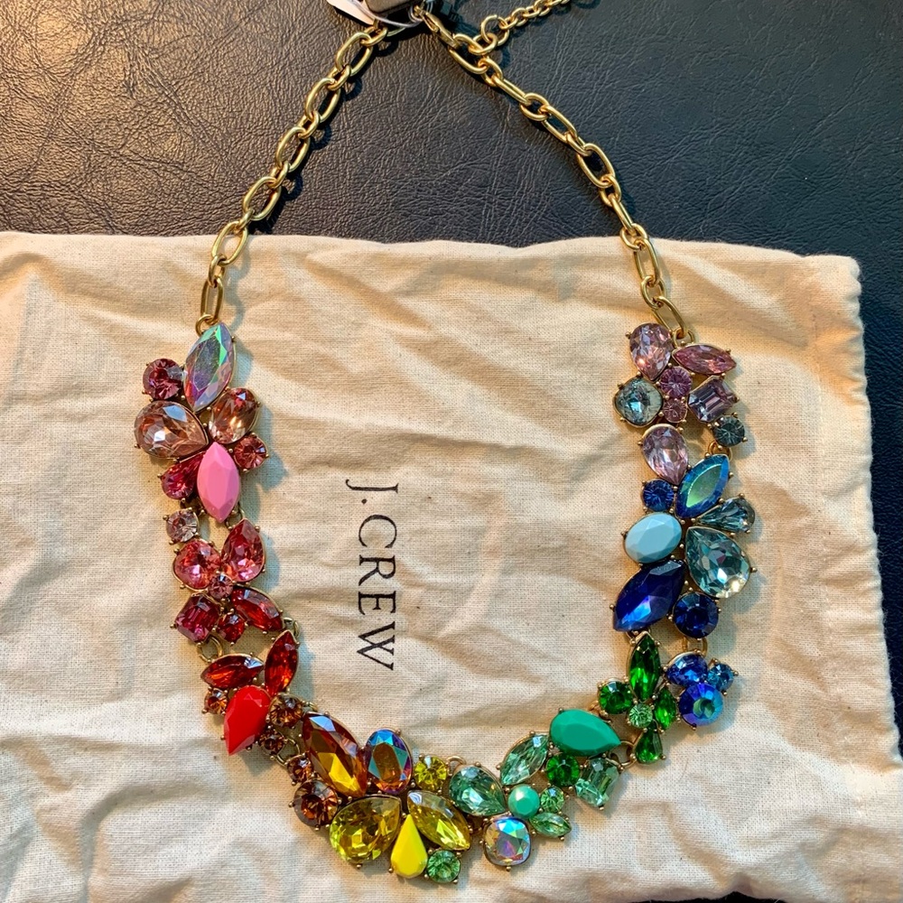 J. Crew multicolor gemstone floral necklace- NWT - Picture 2 of 5